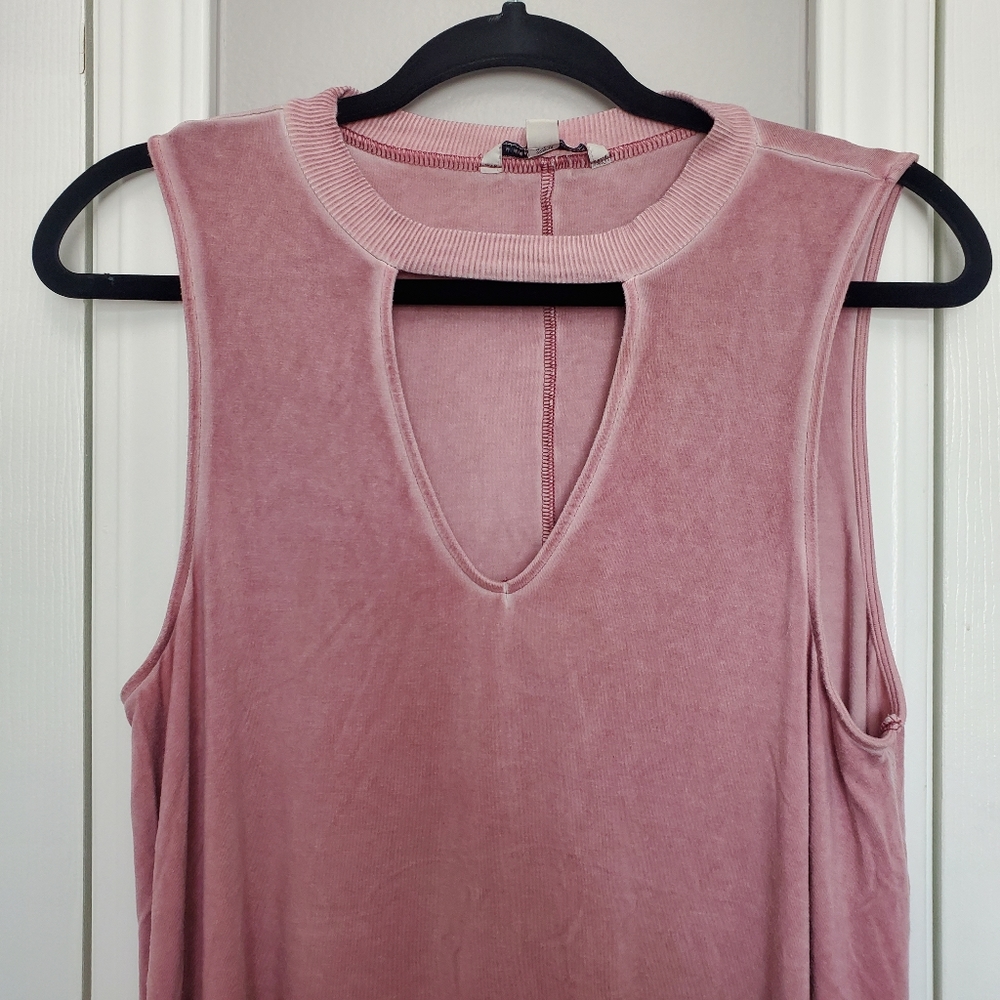 ⚠️DONATING SOON‼️American Eagle Burn-Out Pink Tank Jersey Dress Front Cutout - Picture 2 of 6